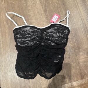 Edikted Eleanor Bra Detail Sheer Lace Tank Top